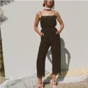 Lily Ashwell Iris Linen Silk Jumpsuit Black size 4